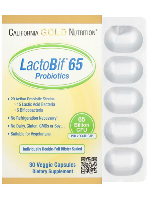 Пробиотики и ферменты California Gold Nutrition LactoBif 65 Probiotics (30 капс.)