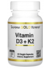 California Gold Nutrition Vitamin D3 + K2 (60 капс.) Отдельные витамины California Gold Nutrition Vitamin D3 + K2 (60 капс.)