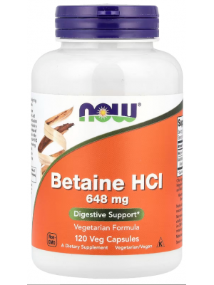 Пробиотики и ферменты NOW Betaine HCI 648 mg (120 капс.)